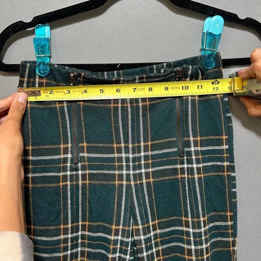 Stradivarius Green Plaid Skinny Trouser Pants Size 4 - Picture 5 of 9
